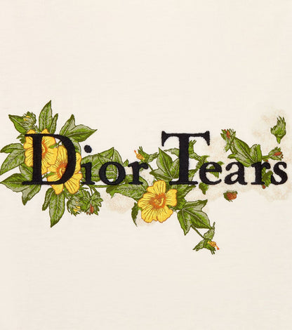 TEARS RELAXED FIT WHITE T-SHIRT WITH EMBROIDERY