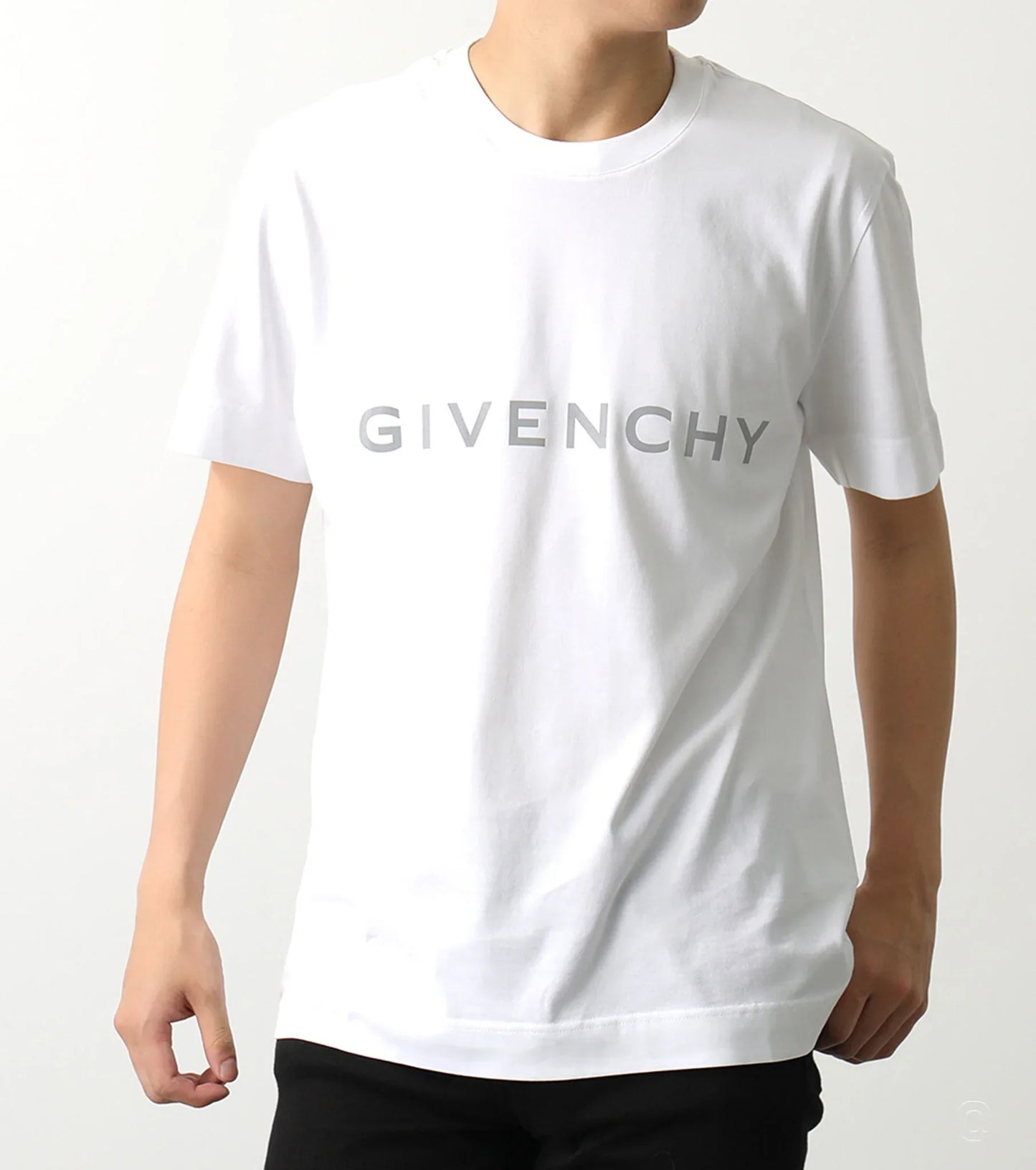 Reflective Logo Print Slim Fit White T-shirt