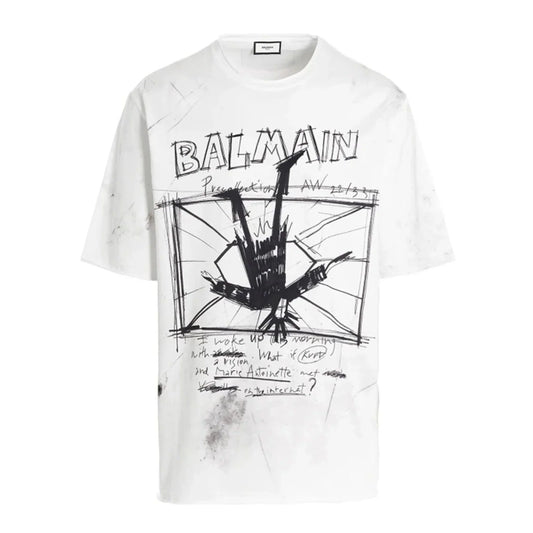 Graphic Print Oversized White T-shirt - Exclusive Wear