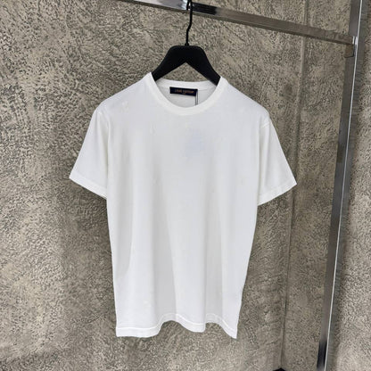 LV Blason White Embroidered Short-Sleeved T-shirt