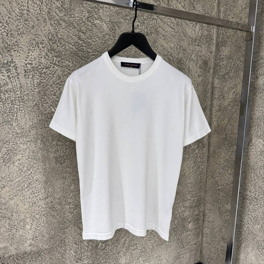 LV Blason White Embroidered Short-Sleeved T-shirt