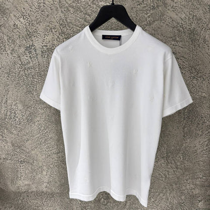 LV Blason White Embroidered Short-Sleeved T-shirt