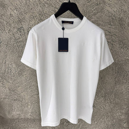 LV Blason White Embroidered Short-Sleeved T-shirt